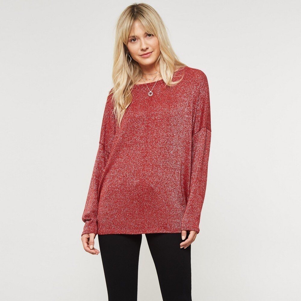 Open Back Metallic Red Top